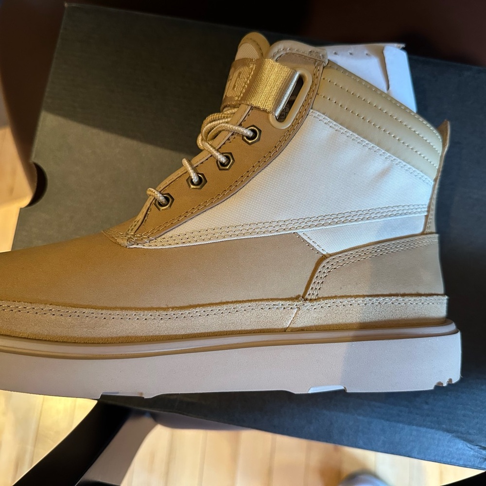 UGG Tan Rain and Snow Boots with High Top Design and Thick Sole - Picture 1 of 8